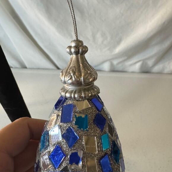 Silver Ornament with Blue and Cleared Mirrored - Picture 3 of 5